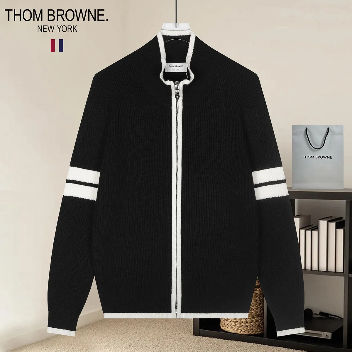 Zip-Up Merino Wool Cardigan D22021585