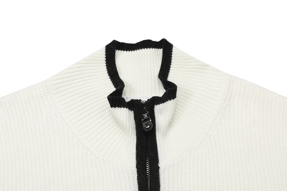 Striped Merino Wool Zip-Up Cardigan D22021584 — view 3