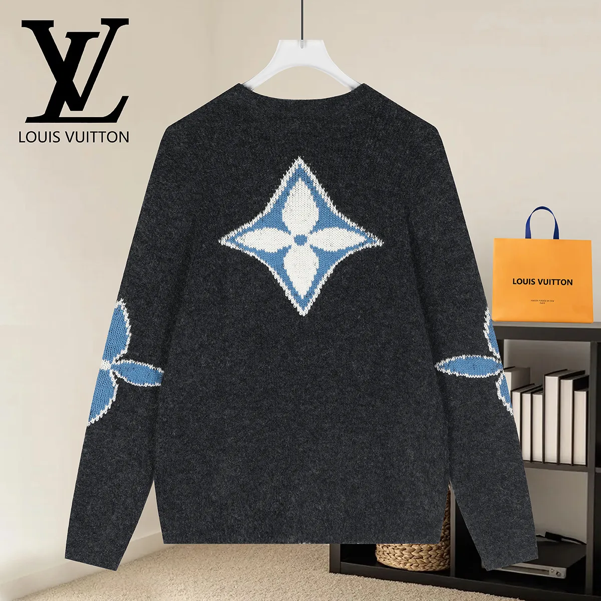Monogram Towel Embroidery Crew-Neck Sweater D20021611 — view 2