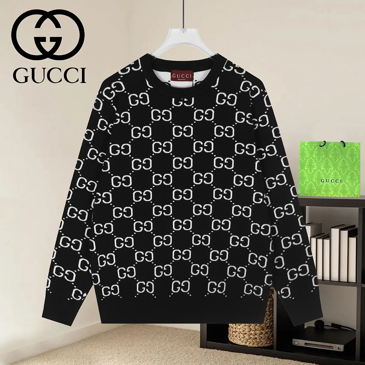 GG Monogram Jacquard Wool Sweater D18021635