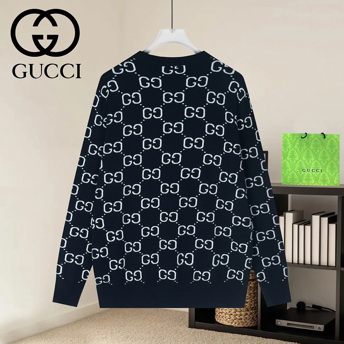 GG Monogram Jacquard Wool Sweater D18021636 — view 2