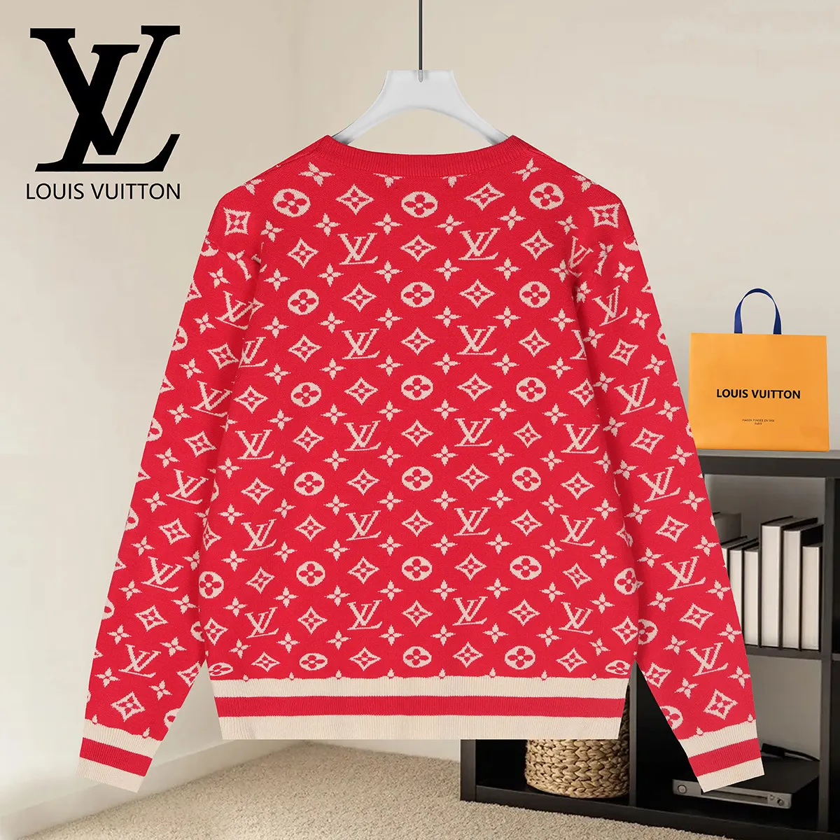 Monogram Intarsia Wool Crew-Neck Sweater D18021614 — view 2