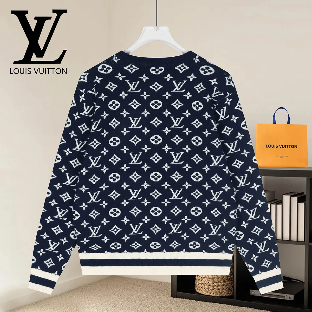 Monogram Intarsia Wool Crew-Neck Sweater D18021613 — view 2