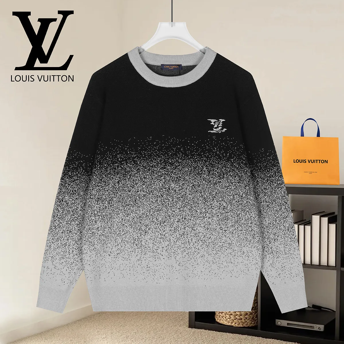 Gradient Jacquard Crew-Neck Sweater D18521617