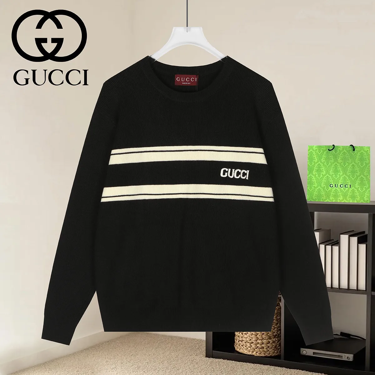 Logo Jacquard Crew-Neck Knit Sweater D19021647