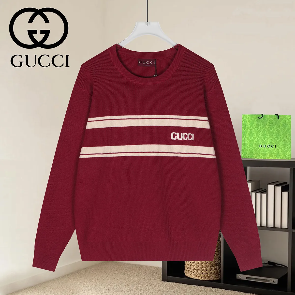 Logo Jacquard Striped Knit Sweater D19021648
