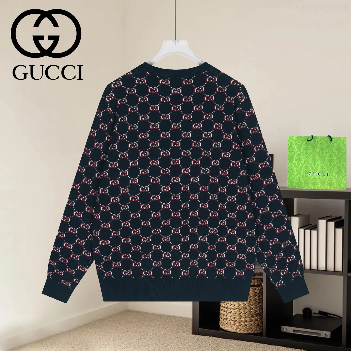 GG Monogram Jacquard Cotton Knit Sweater D19521632 — view 2