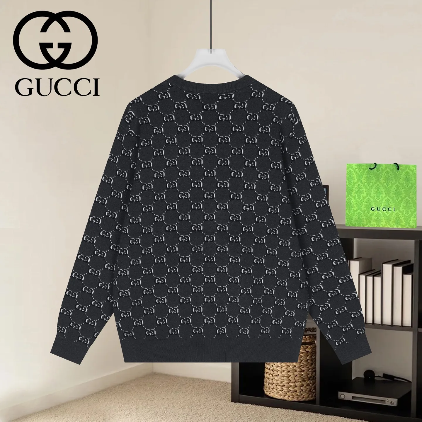 GG Monogram Jacquard Cotton Knit Sweater D19521634 — view 2