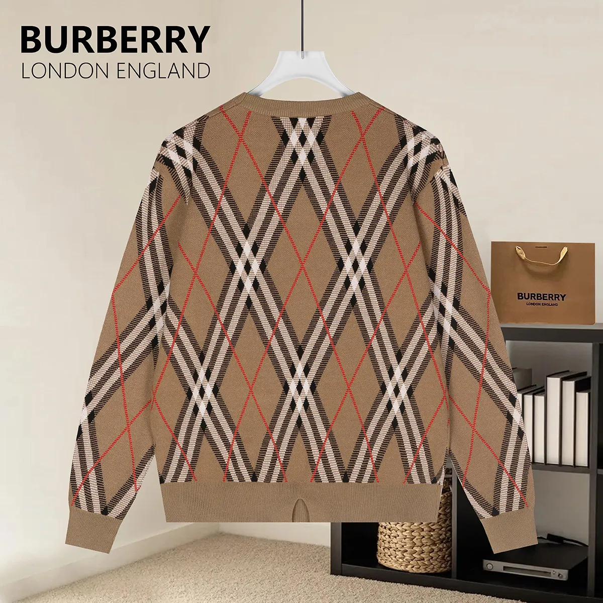 Check Intarsia Wool-Cotton Sweater D20021566 — view 2