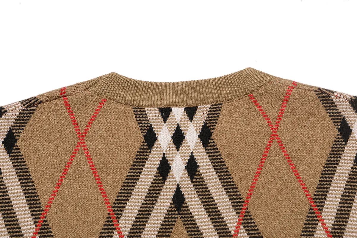 Check Intarsia Wool-Cotton Sweater D20021566 — view 4