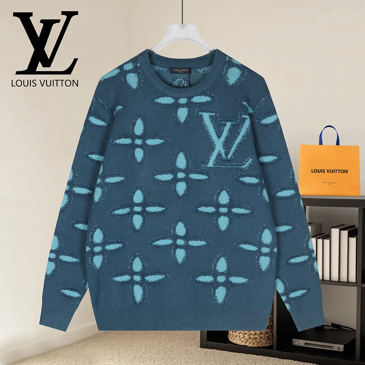 Monogram Jacquard Crew-Neck Sweater D21521596
