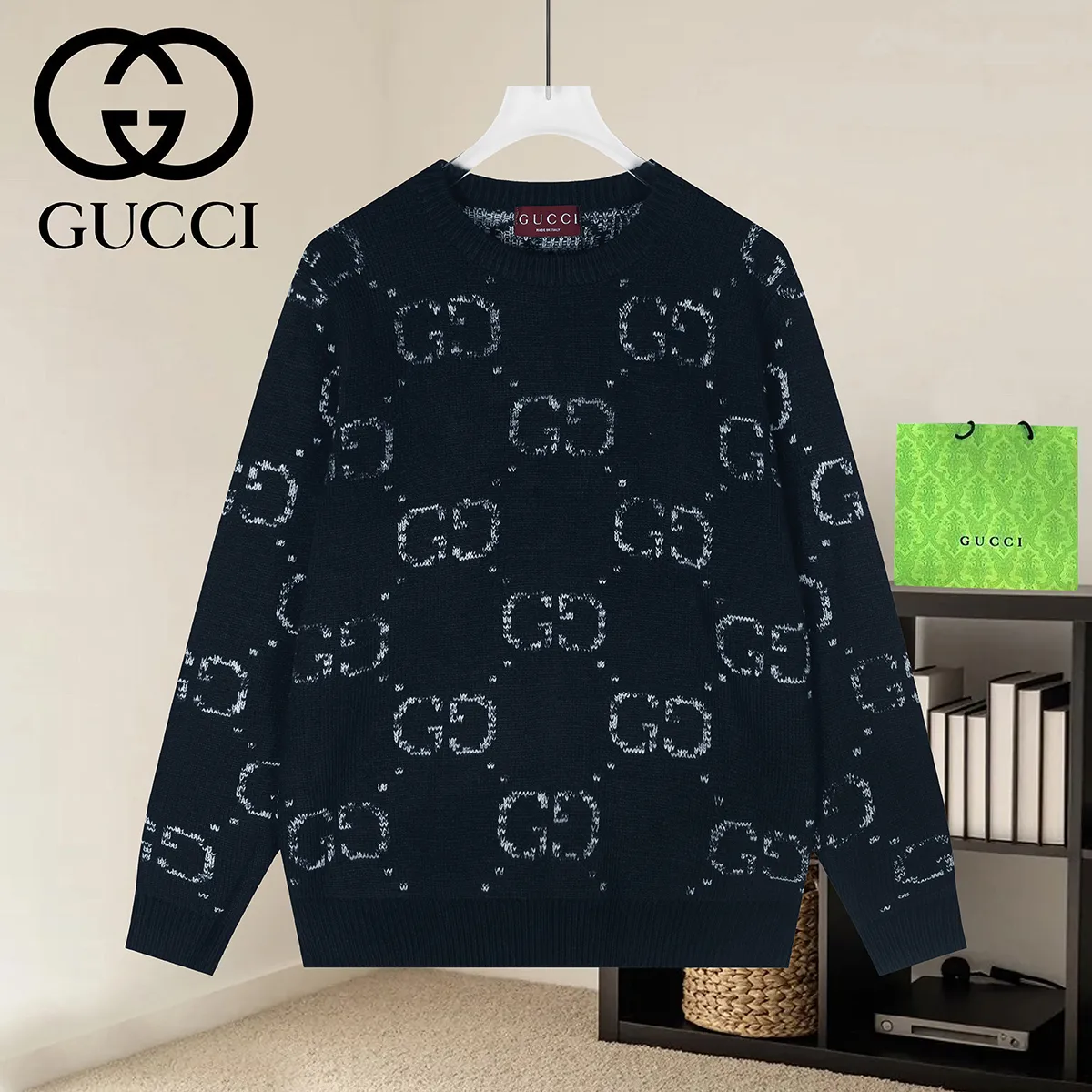 GG Monogram Intarsia Wool Sweater D20021639