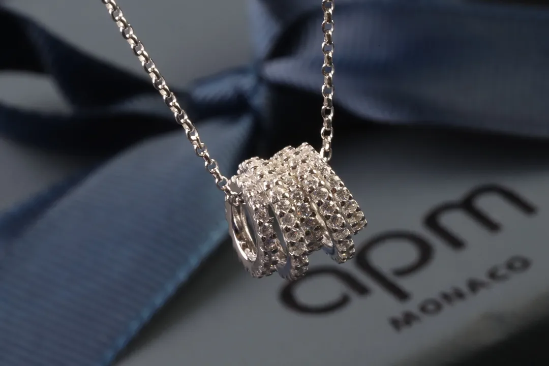 APM Monaco Multi-Ring Pavé Pendant Necklace D18517671 — view 4