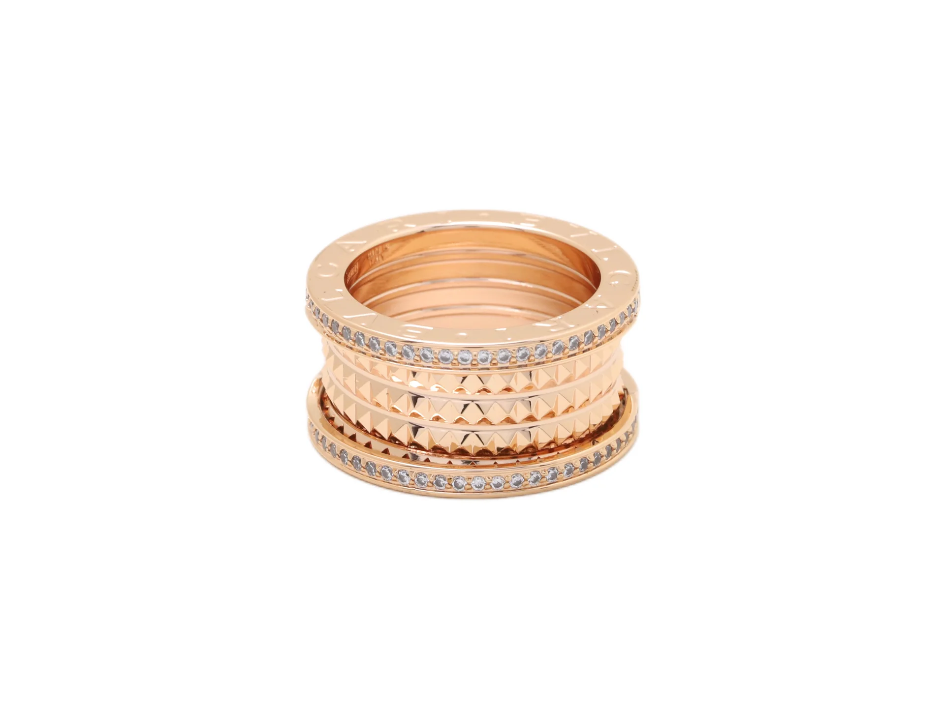 B.zero1 Rock 18K Rose Gold Diamond Two-Band Ring D17017324