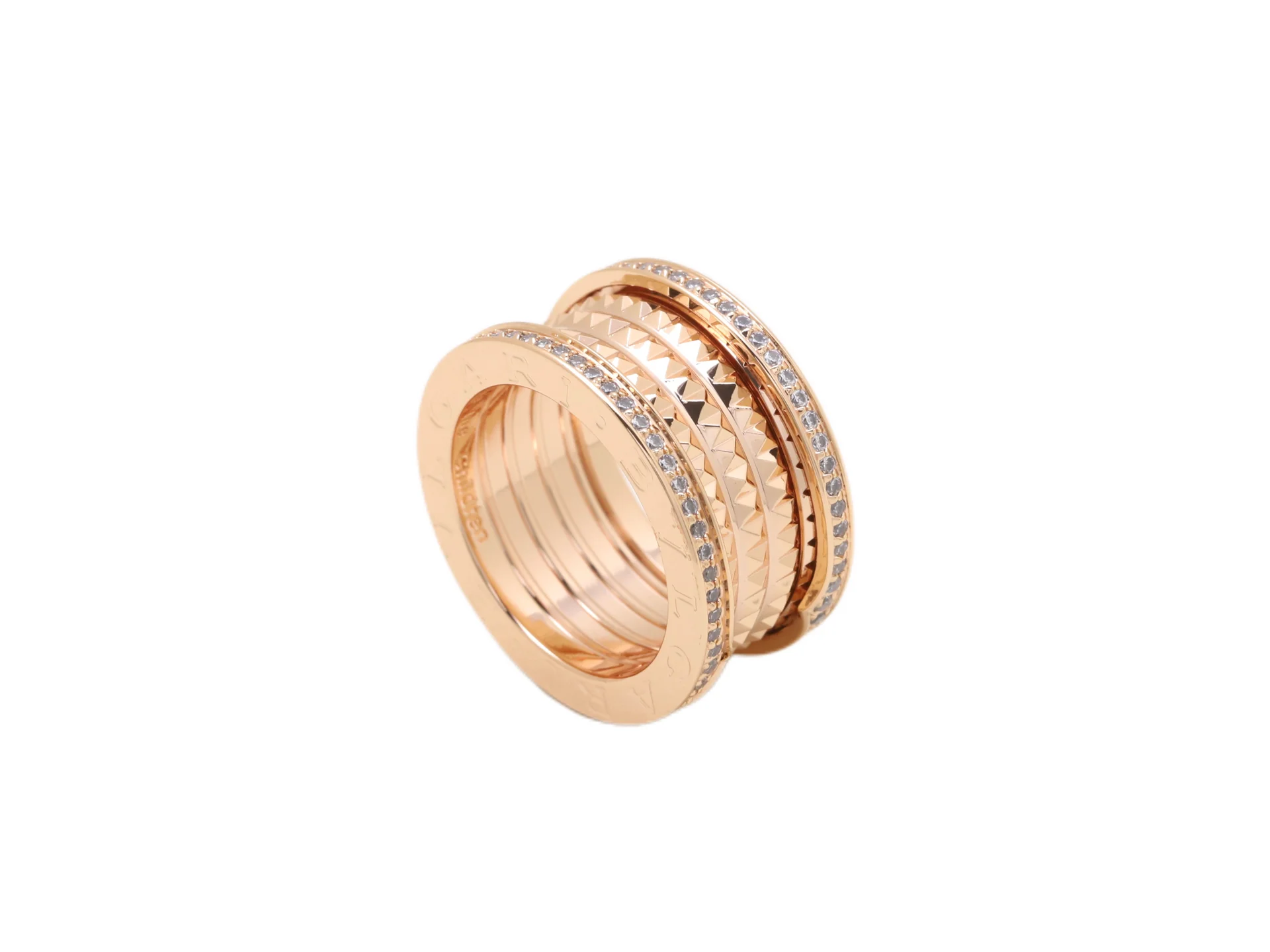 B.zero1 Rock 18K Rose Gold Diamond Two-Band Ring D17017324 — view 2