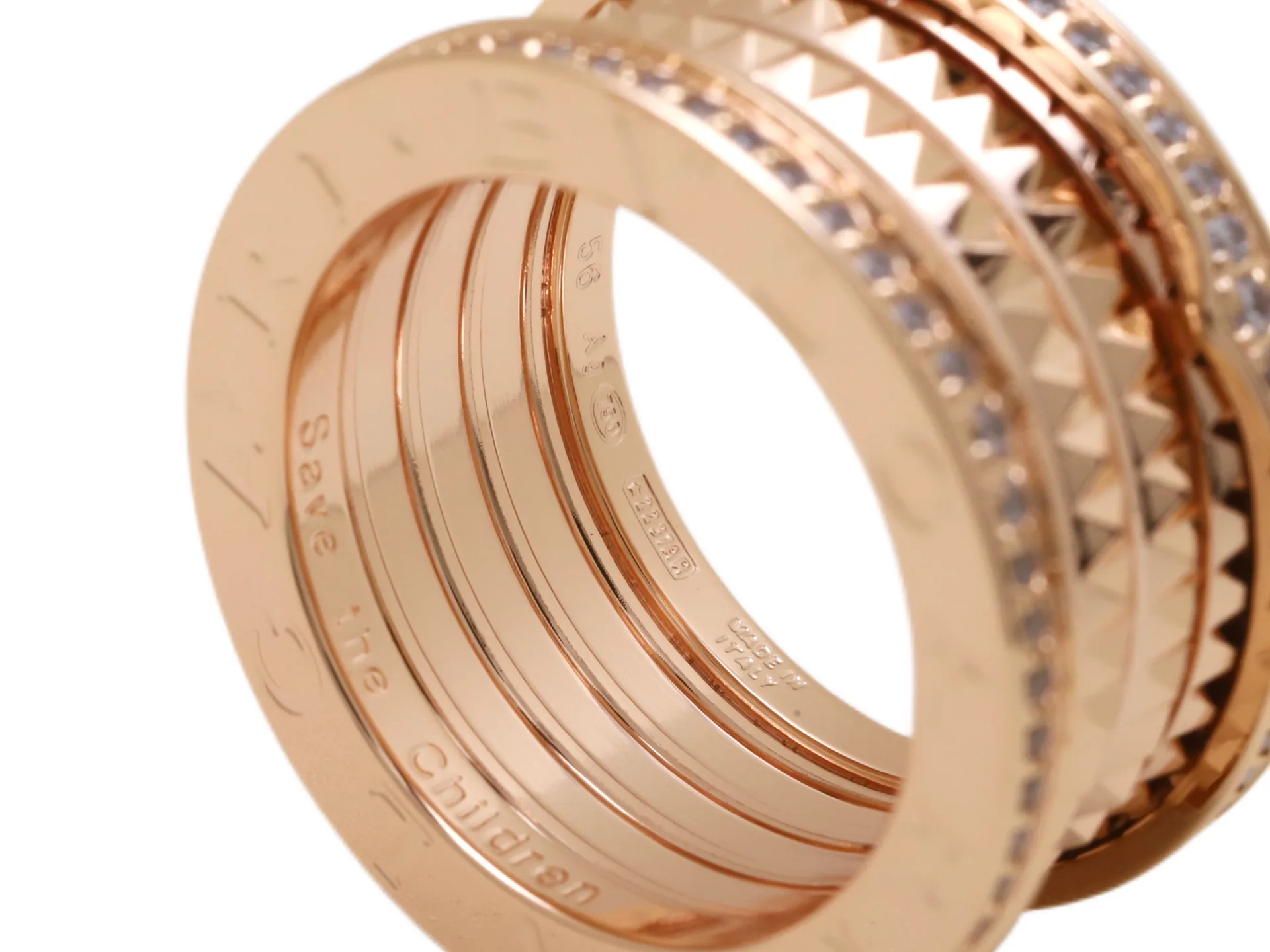 B.zero1 Rock 18K Rose Gold Diamond Two-Band Ring D17017324 — view 3