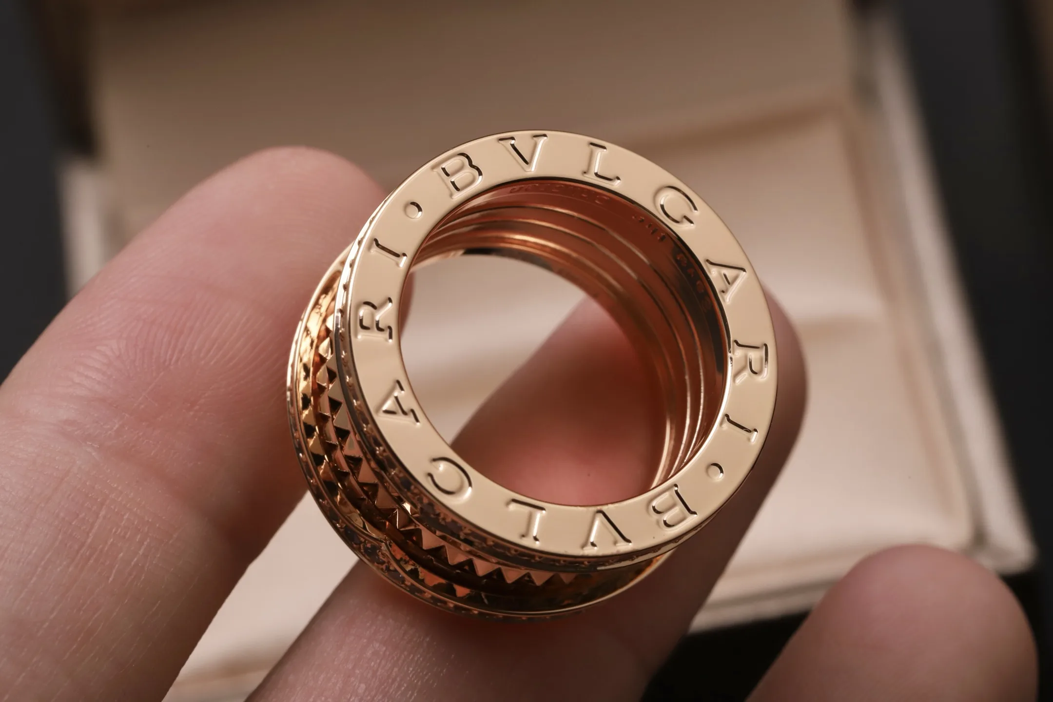 B.zero1 Rock 18K Rose Gold Diamond Two-Band Ring D17017324 — view 6