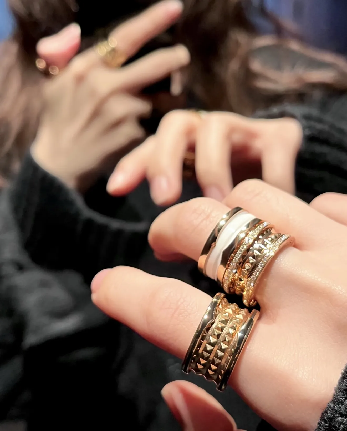 B.zero1 Rock Four-Band Ring with Black Ceramic D16017202 — view 8