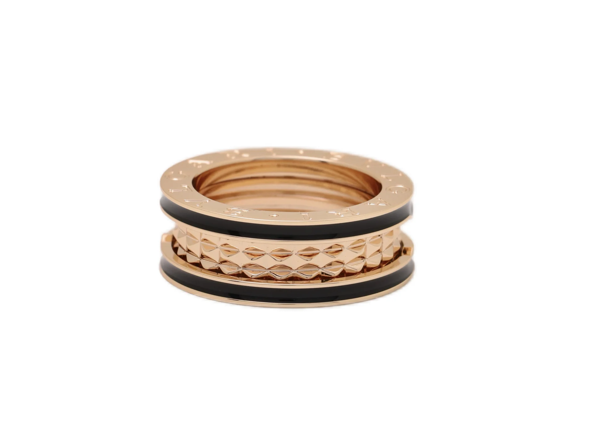 B.zero1 Rock 18K Rose Gold and Black Ceramic Ring D18517702