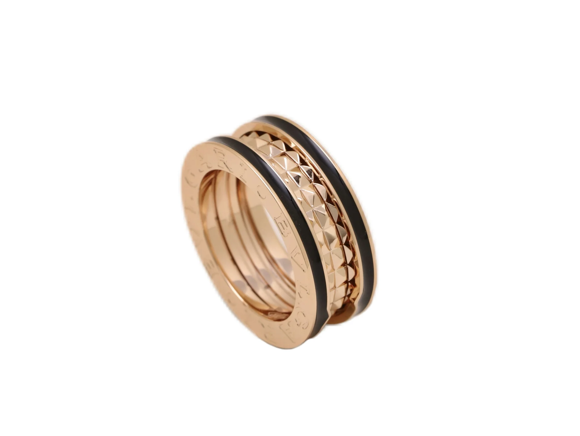 B.zero1 Rock 18K Rose Gold and Black Ceramic Ring D18517702 — view 2