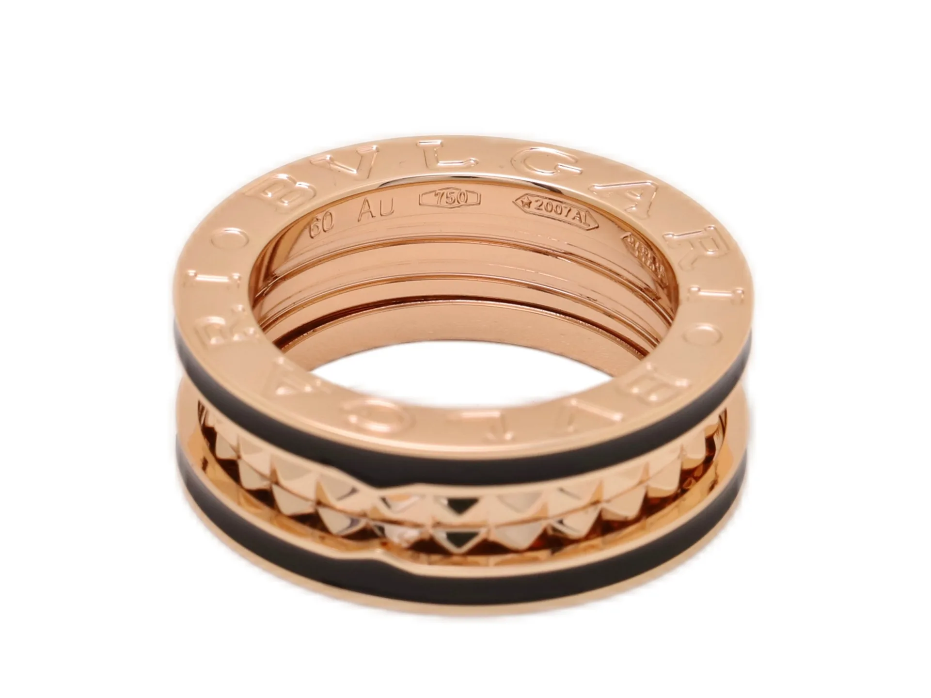 B.zero1 Rock 18K Rose Gold and Black Ceramic Ring D18517702 — view 3