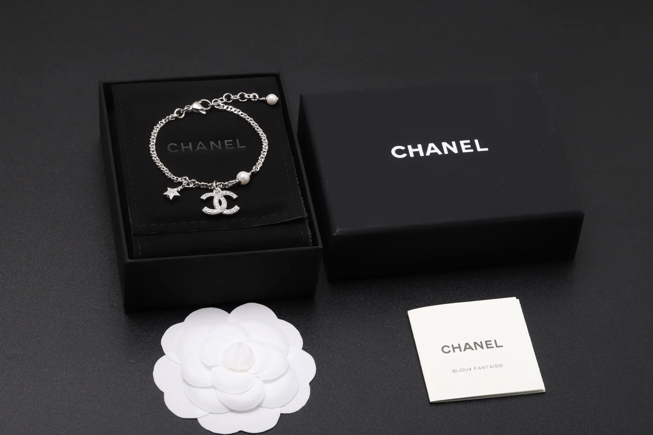 Crystal and Pearl Star Charm Bracelet D14017342