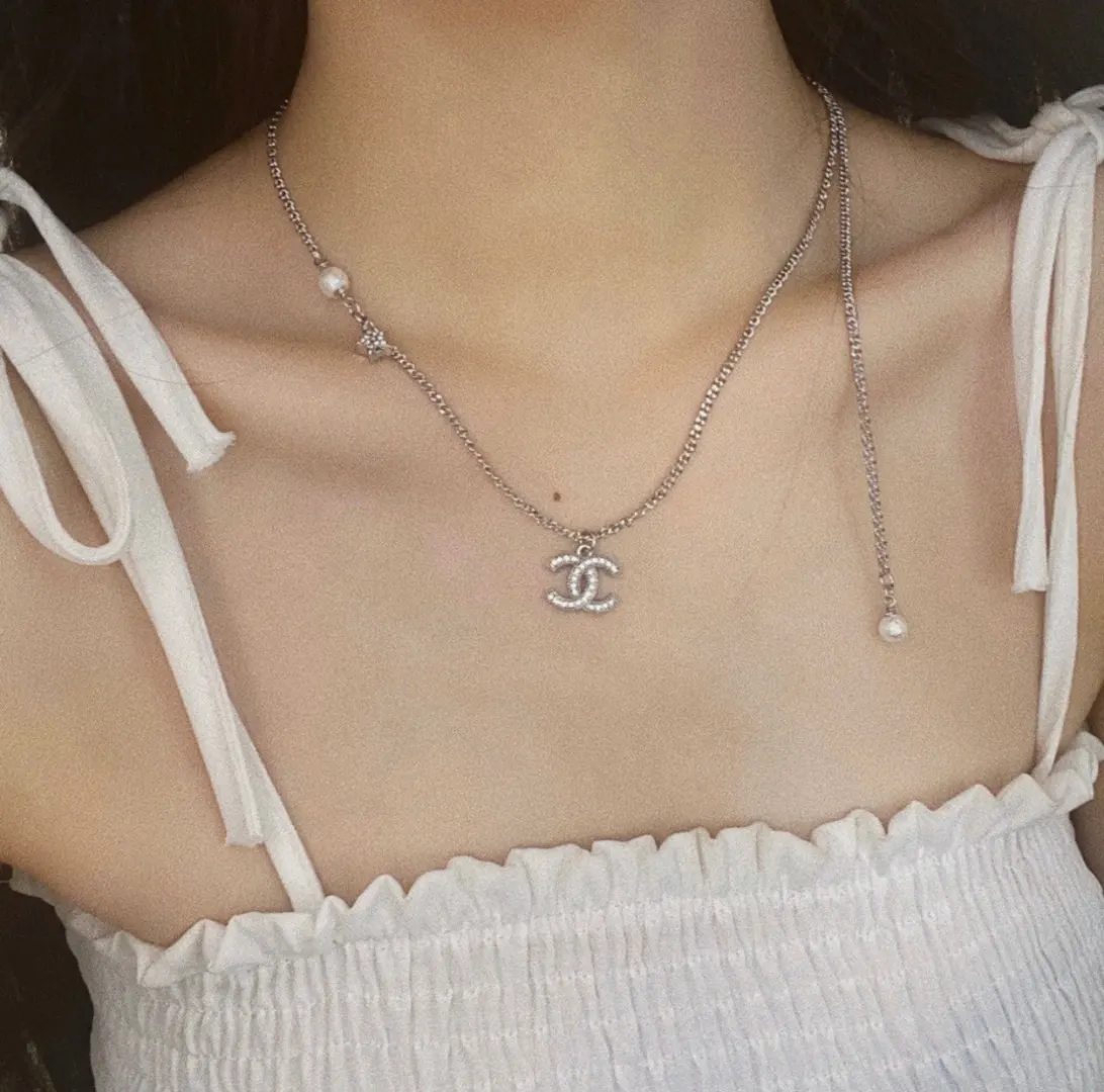 Crystal and Pearl CC Star Pendant Necklace D14017309 — view 9