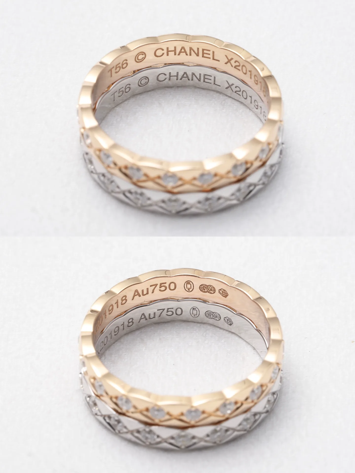 Coco Crush Diamond Quilted Ring (Sterling Silver) D23516564 — view 7