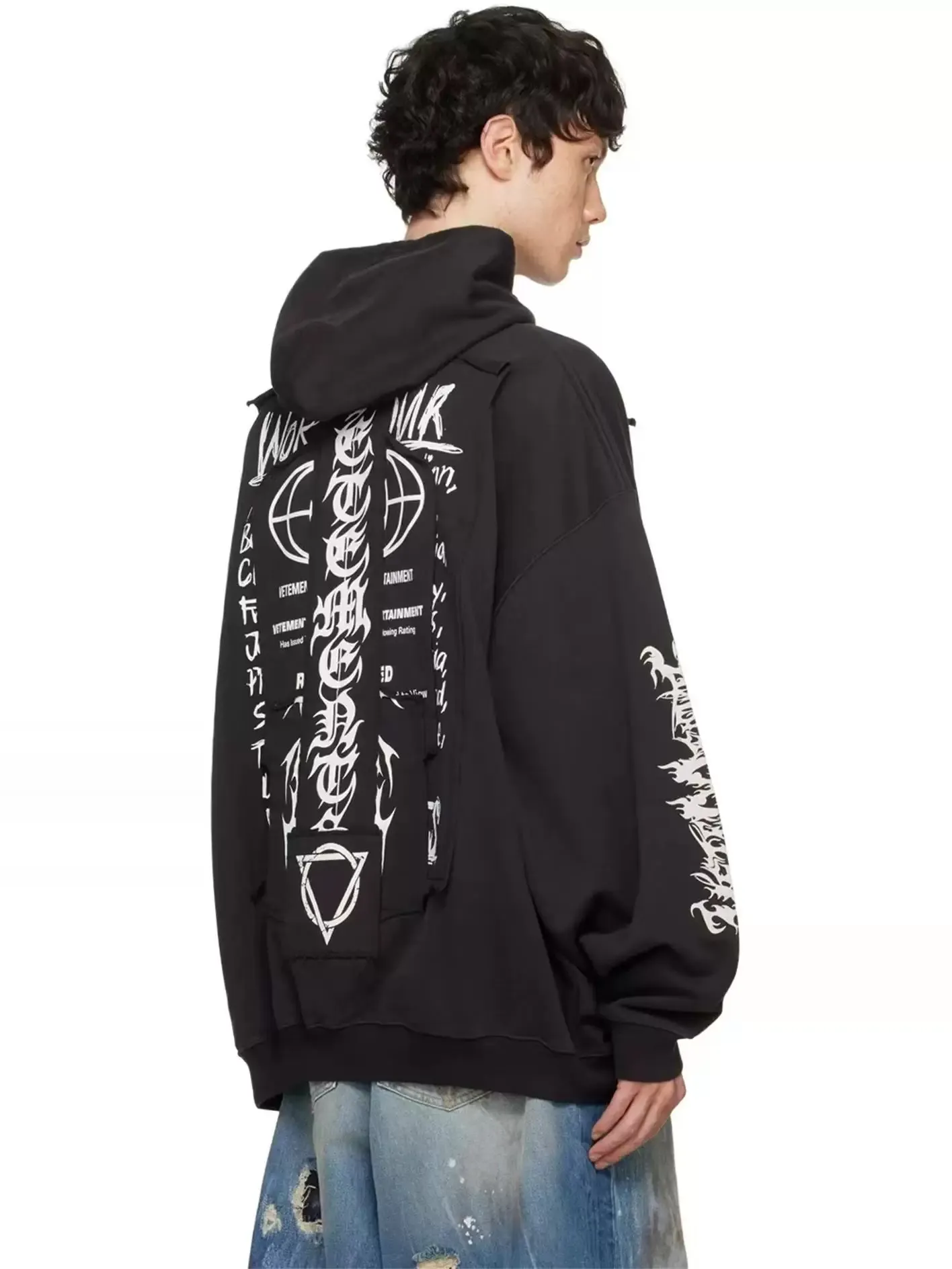 Patchwork Graphic Oversized Cotton Hoodie D26012756 — view 5