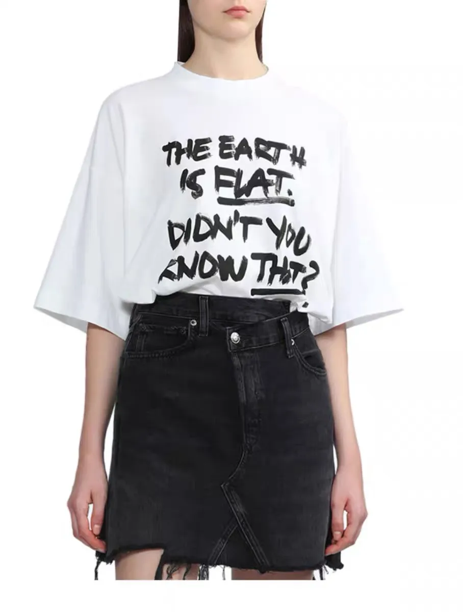 The Earth Is Flat Printed Cotton T-Shirt D14012744 — view 5