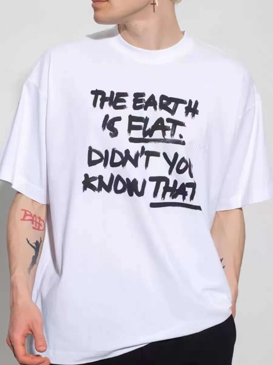 The Earth Is Flat Printed Cotton T-Shirt D14012744 — view 8
