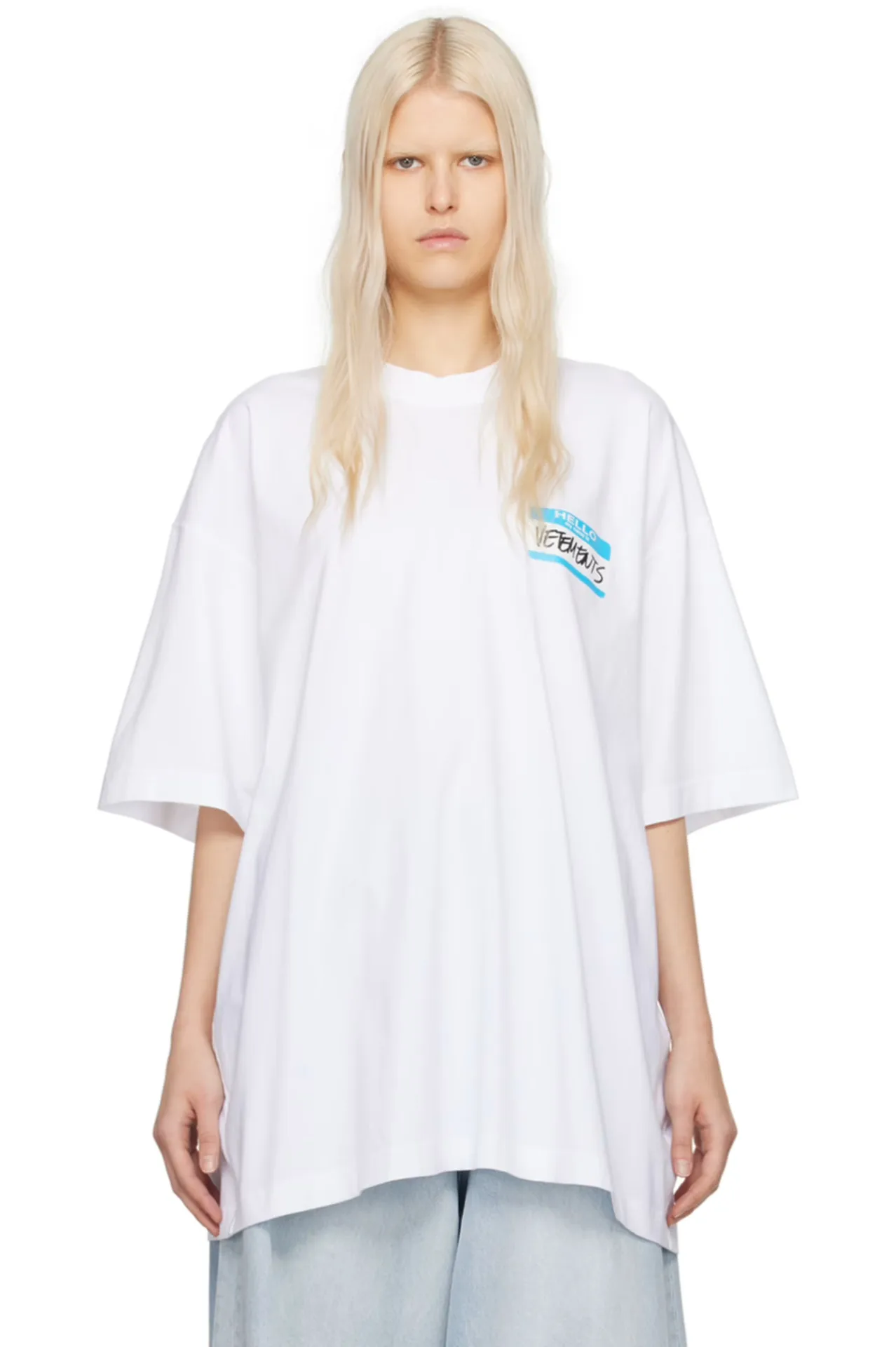 Hello My Name Is Logo Oversized T-Shirt D14012742 — view 2