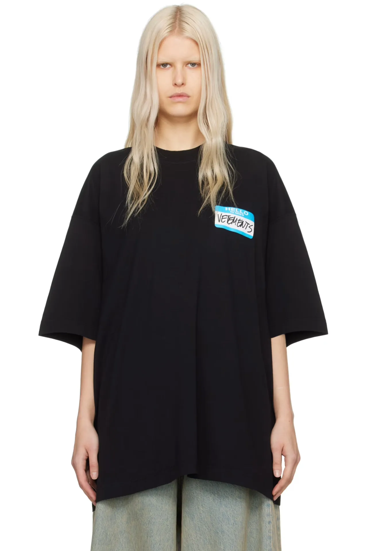 Hello My Name Is Logo Oversized T-Shirt D14012742 — view 3
