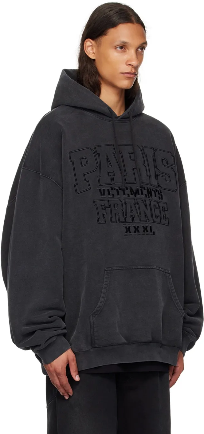 Paris Logo-Embroidered Washed Cotton Hoodie D22512761 — view 2