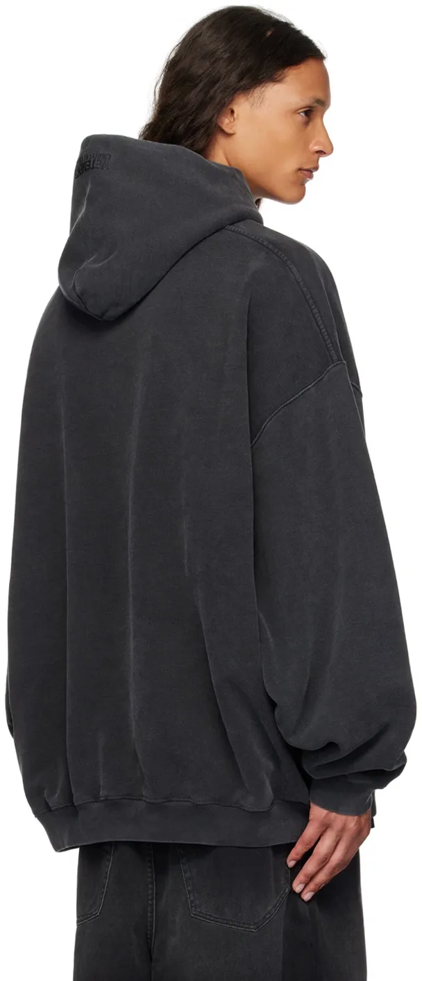 Paris Logo-Embroidered Washed Cotton Hoodie D22512761 — view 3