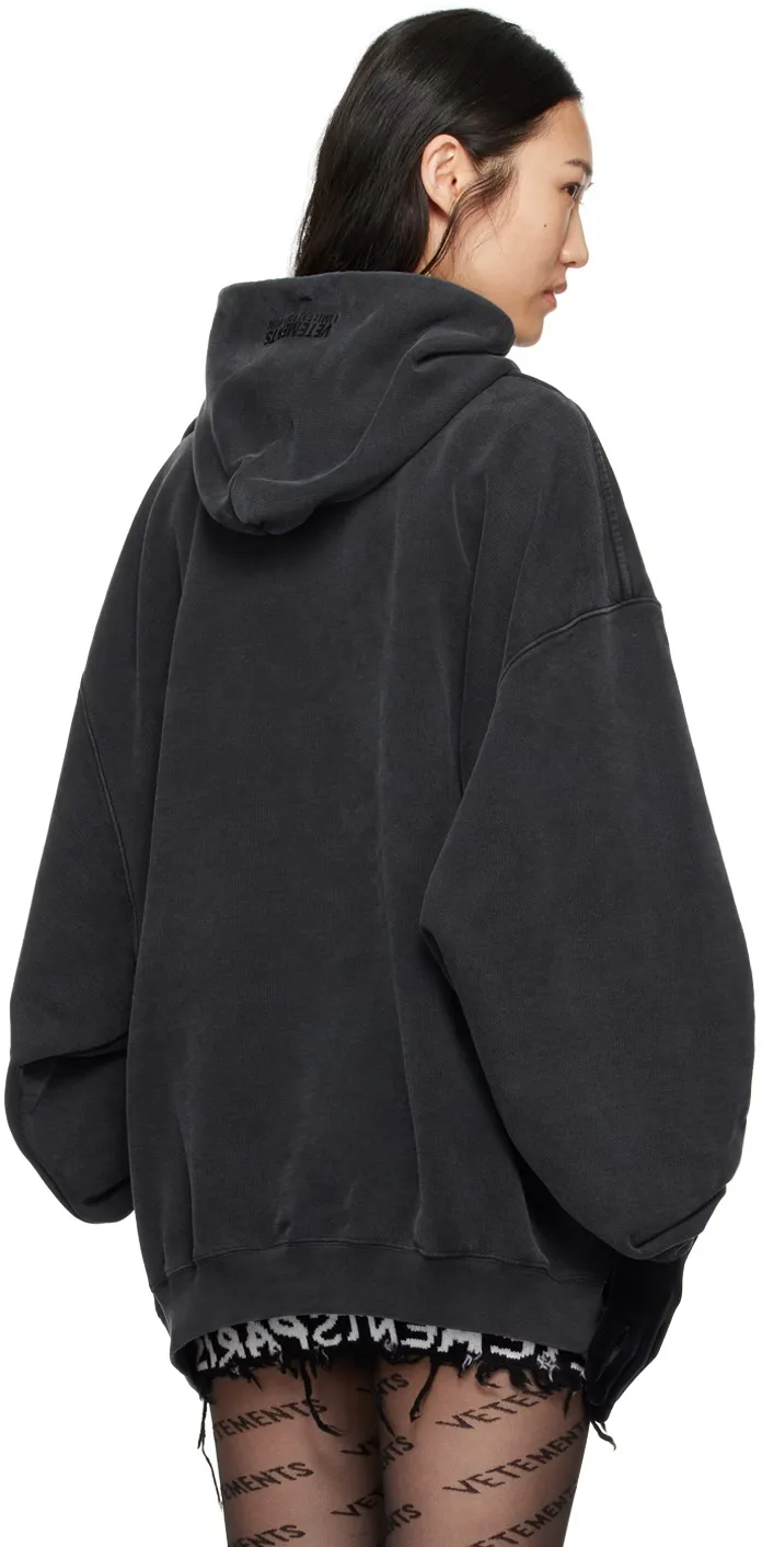 Paris Logo-Embroidered Washed Cotton Hoodie D22512761 — view 7