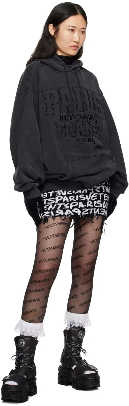 Paris Logo-Embroidered Washed Cotton Hoodie D22512761 — view 8