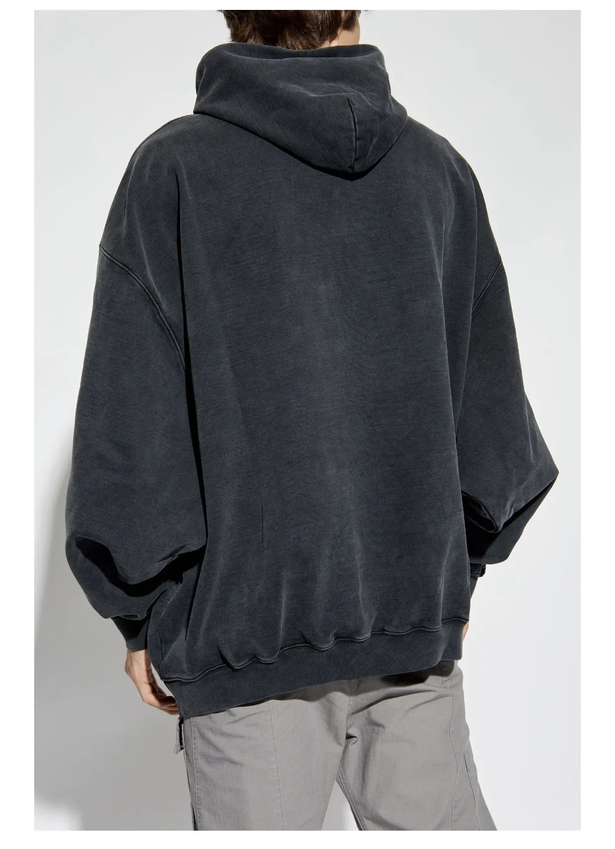 Logo-Patch Washed Cotton-Jersey Hoodie D21812760 — view 3