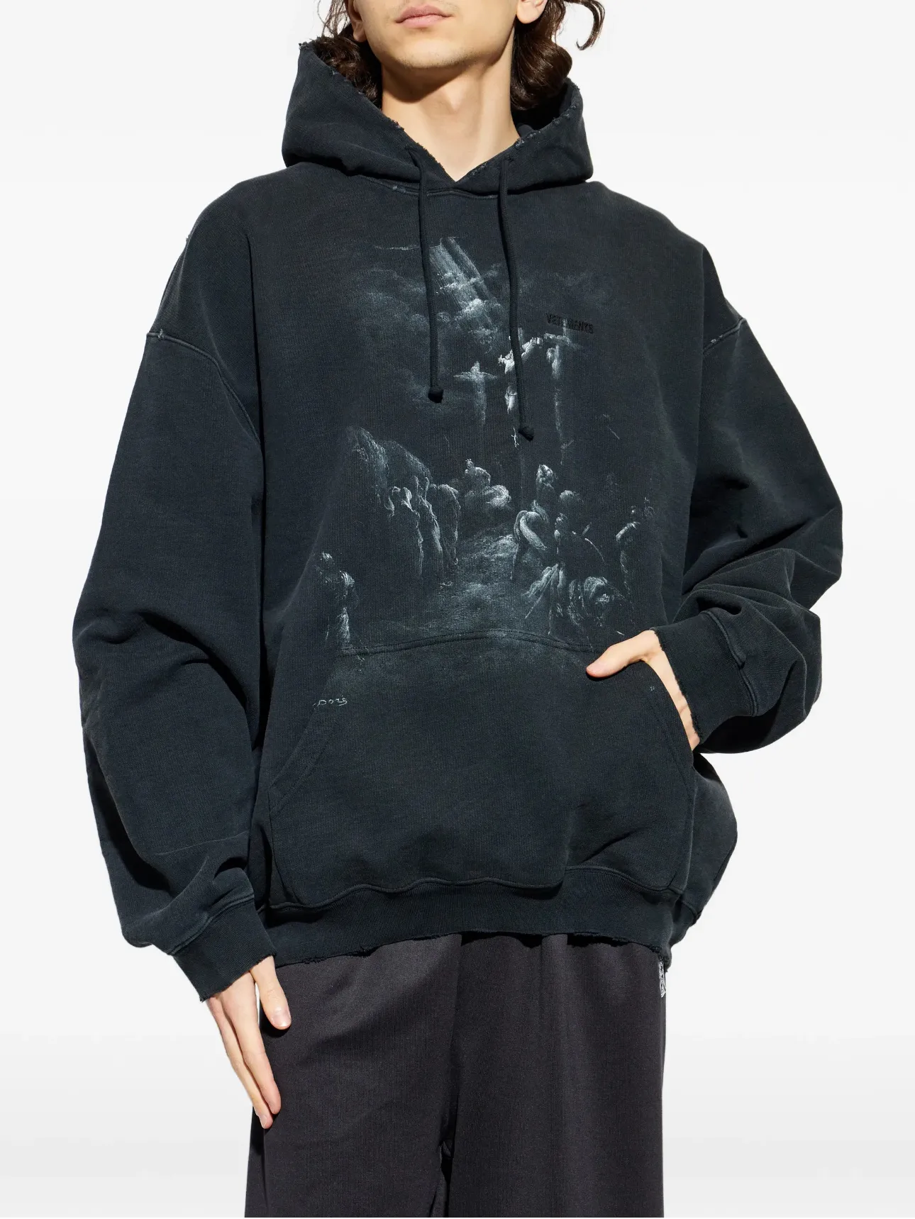 Washed Graphic Print Oversized Hoodie D23012728 — view 2