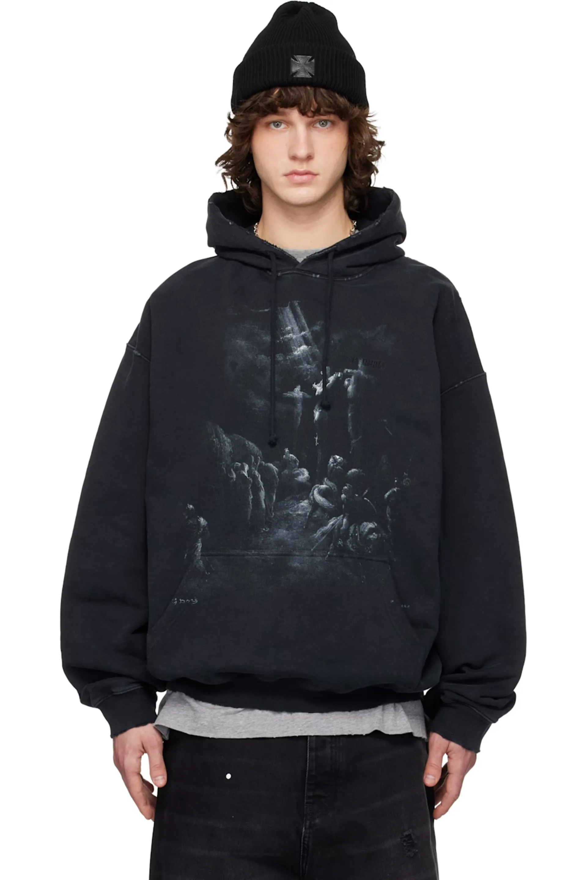Washed Graphic Print Oversized Hoodie D23012728 — view 5
