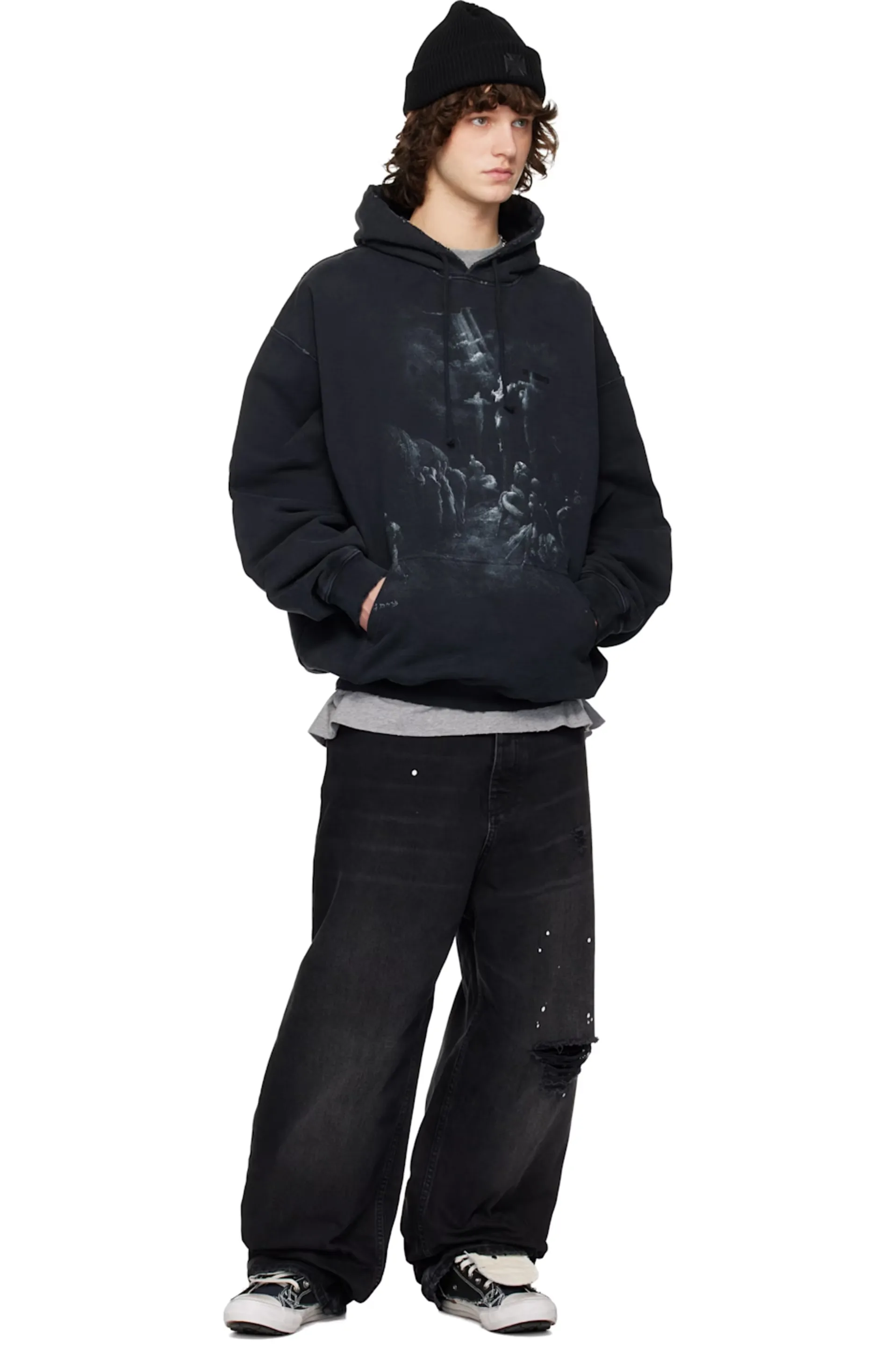 Washed Graphic Print Oversized Hoodie D23012728 — view 8