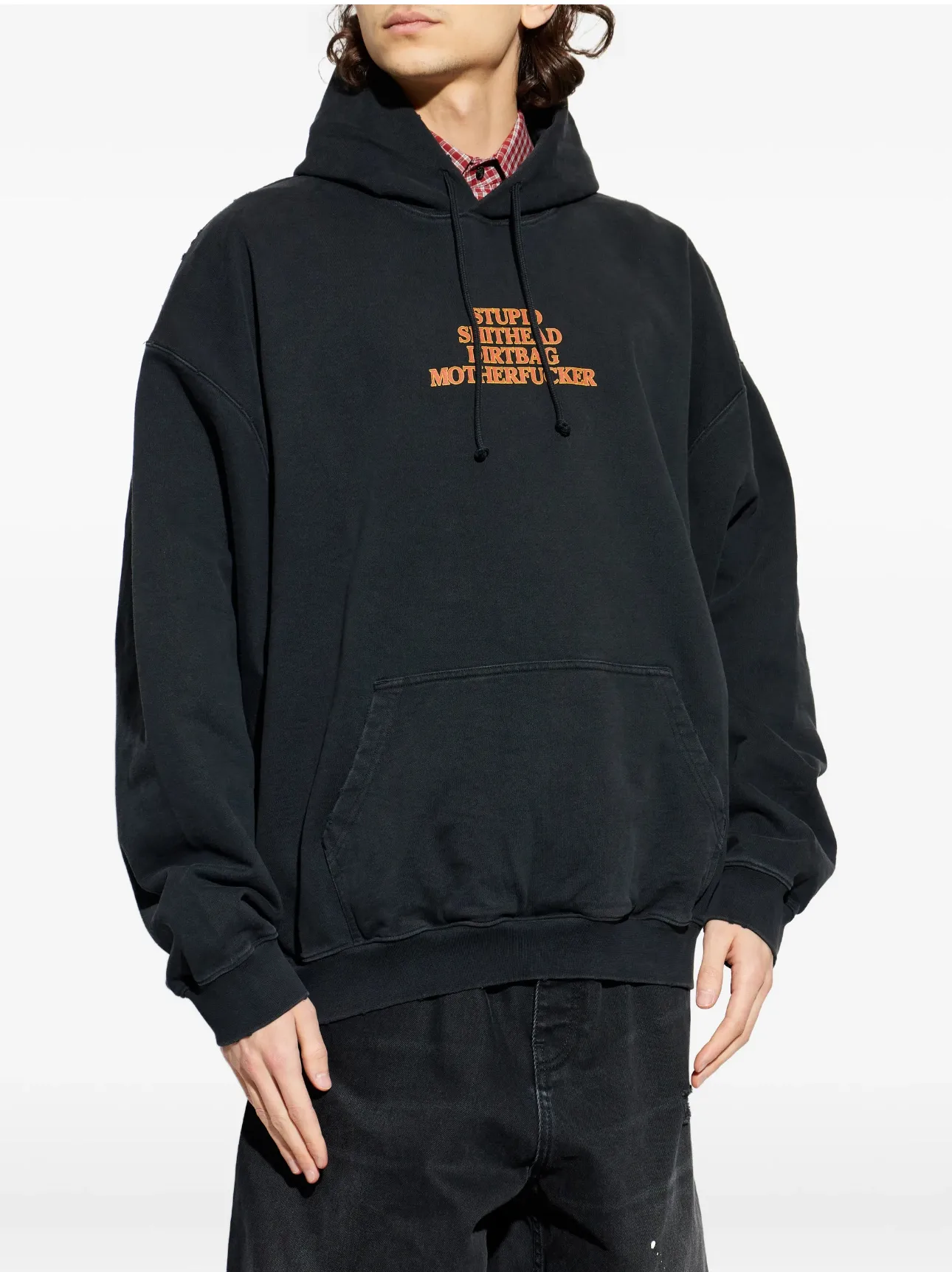 Logo Print Washed Cotton-Jersey Hoodie D23012726 — view 2