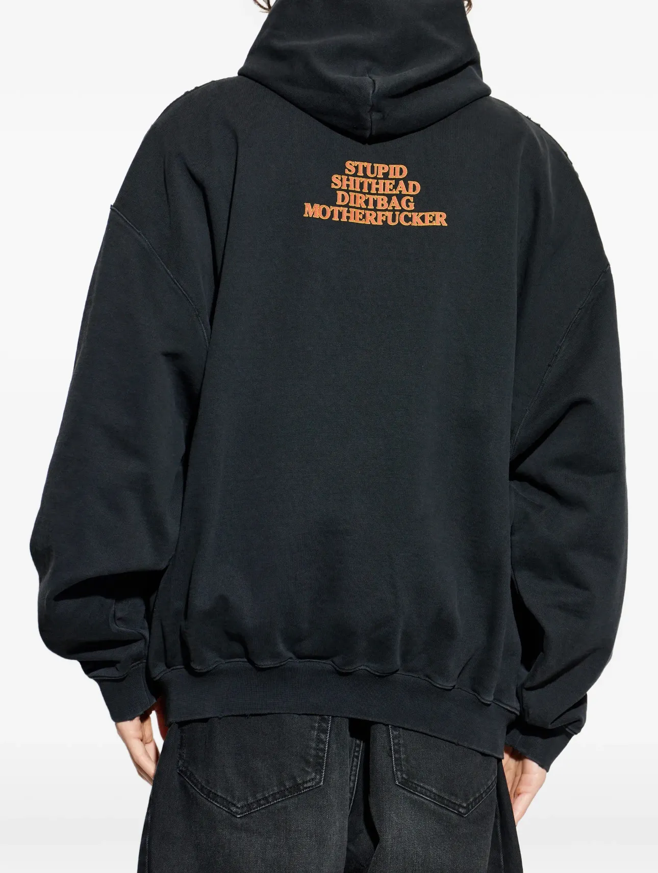 Logo Print Washed Cotton-Jersey Hoodie D23012726 — view 3