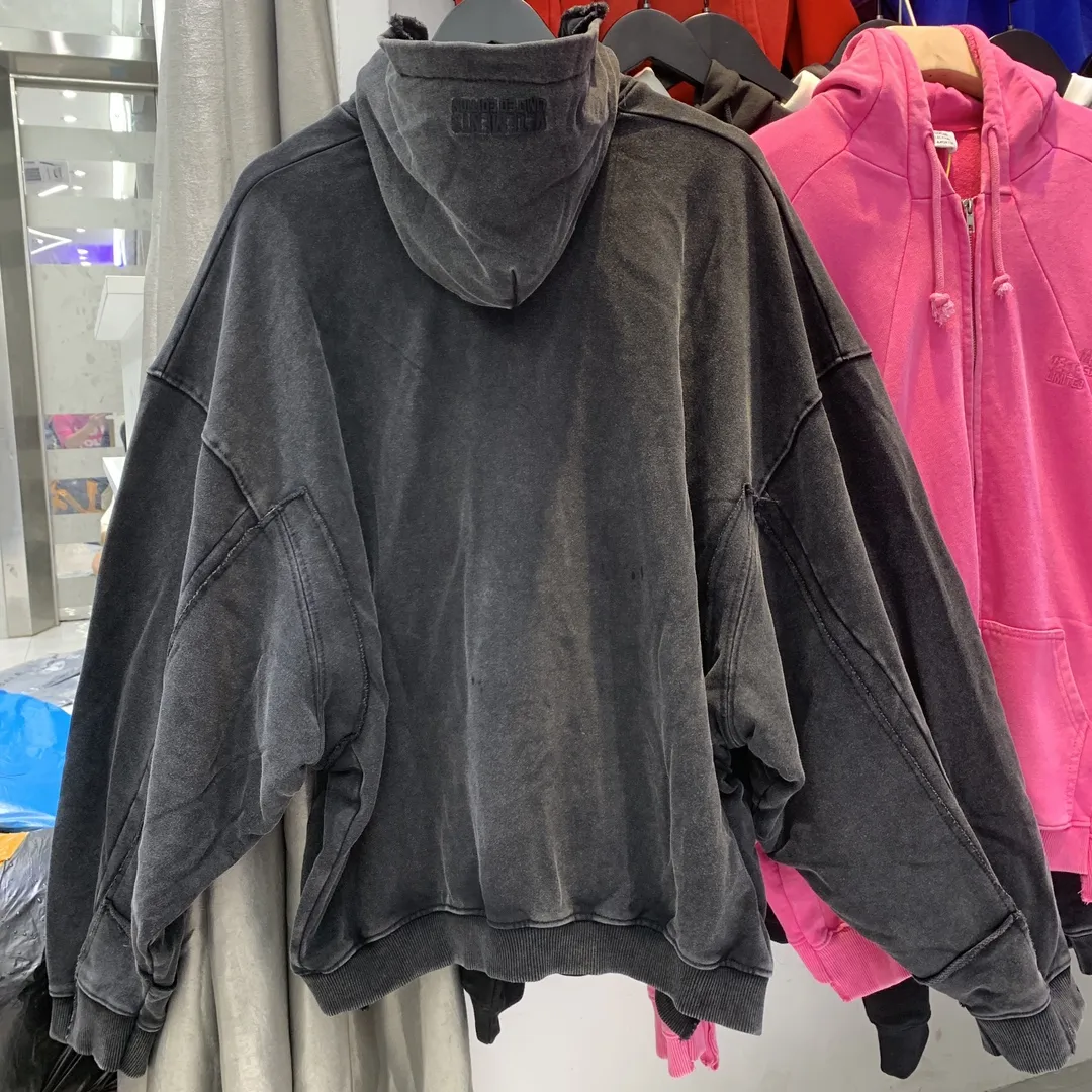 Panelled Washed Cotton Zip-Up Hoodie D36012748 — view 2