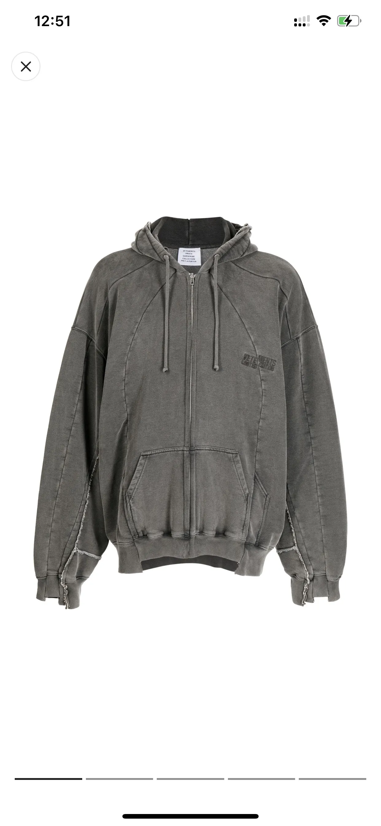 Panelled Washed Cotton Zip-Up Hoodie D36012748 — view 3