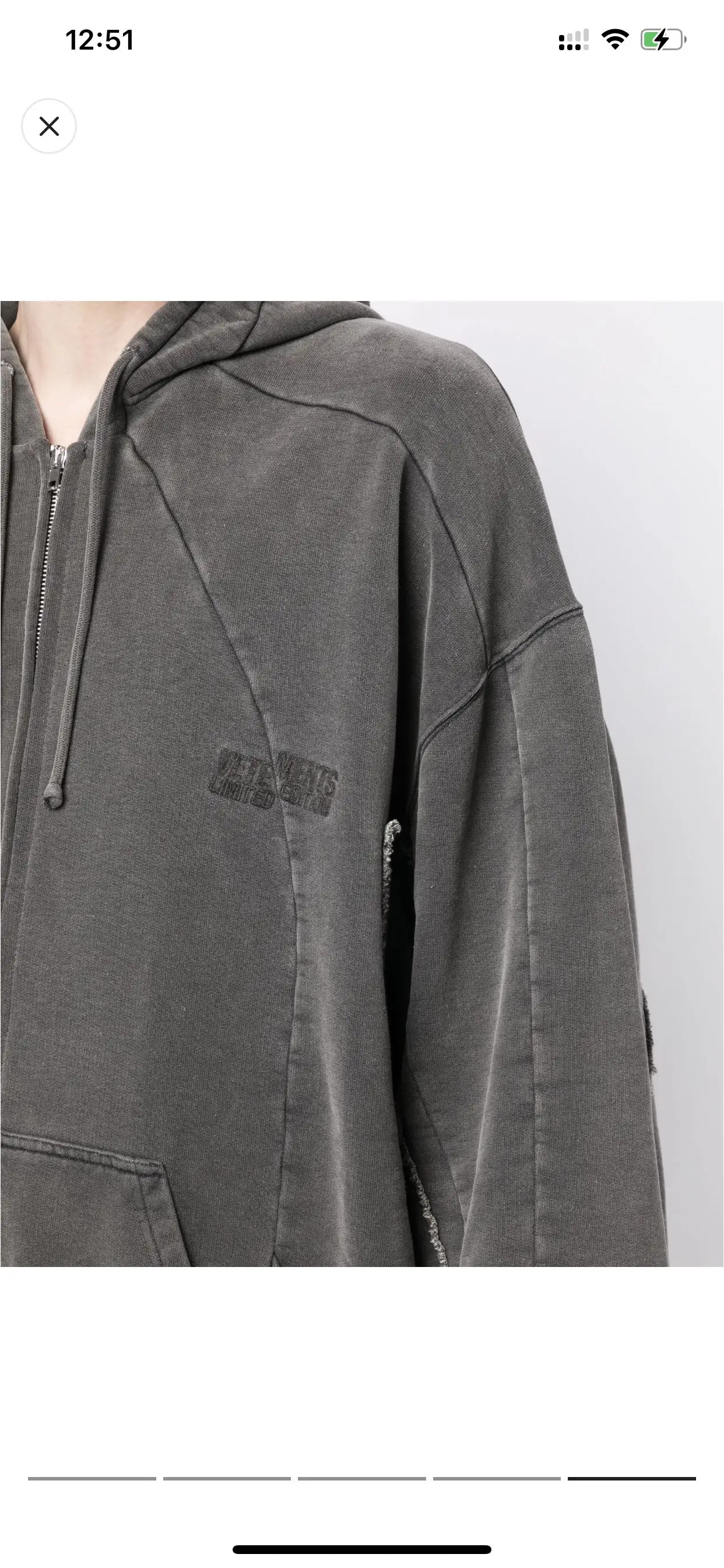 Panelled Washed Cotton Zip-Up Hoodie D36012748 — view 4