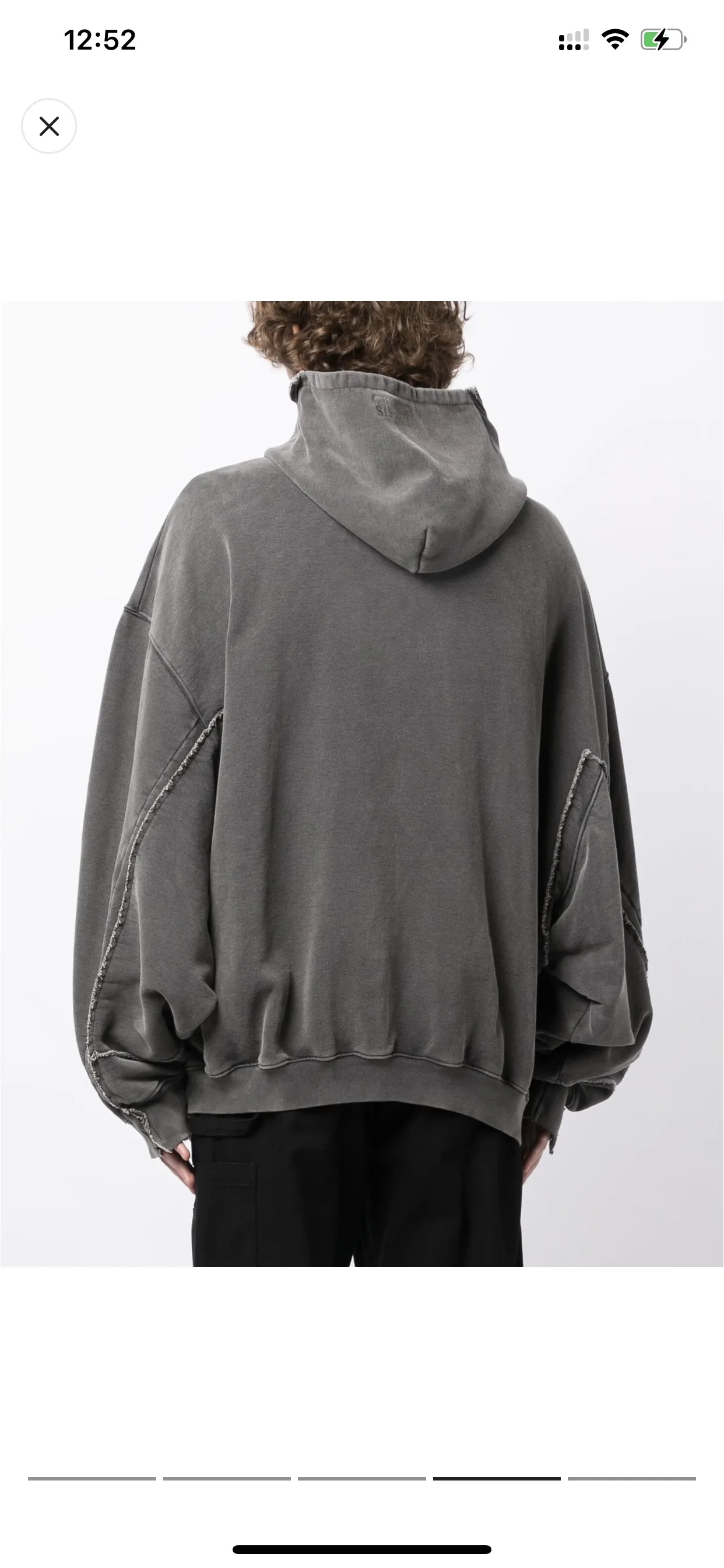 Panelled Washed Cotton Zip-Up Hoodie D36012748 — view 5