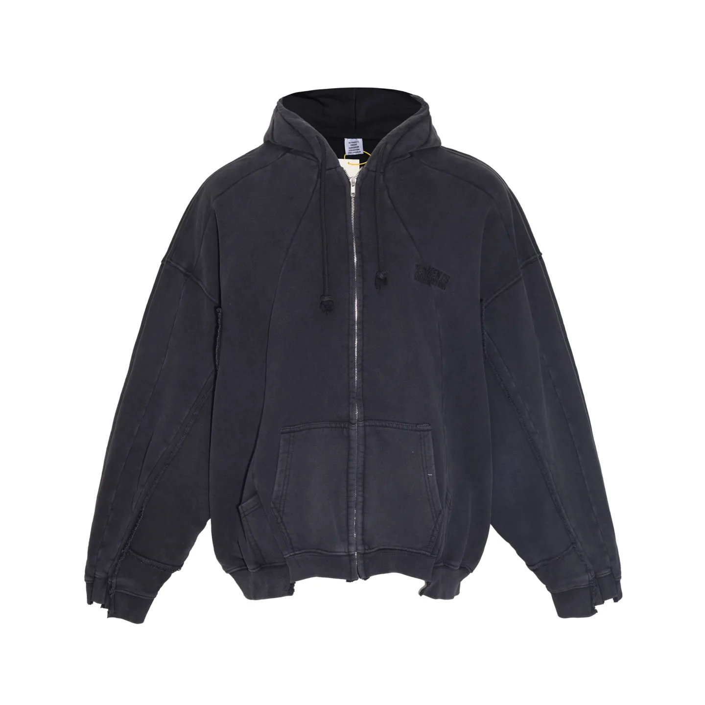 Panelled Washed Cotton Zip-Up Hoodie D36012748 — view 10