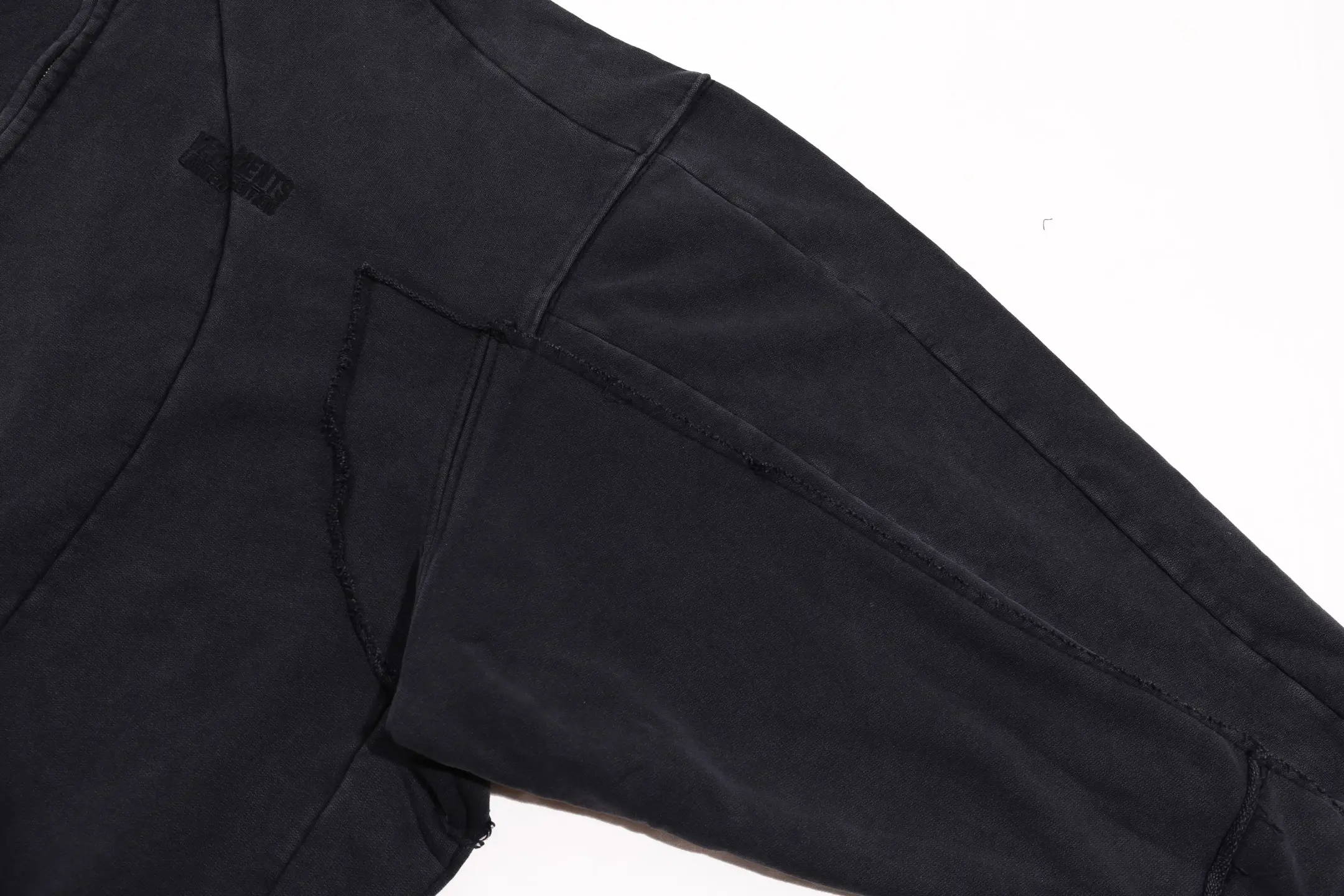 Panelled Washed Cotton Zip-Up Hoodie D36012748 — view 15