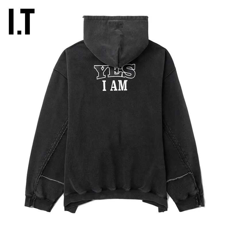 Logo-Print Panelled Washed Cotton Zip-Up Hoodie D37012747 — view 2
